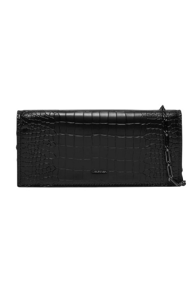 CALVIN KLEIN GLOW CHAIN MINI BAG CROCO ΤΣΑΝΤΑ ΓΥΝΑΙΚΕΙΑ BLACK