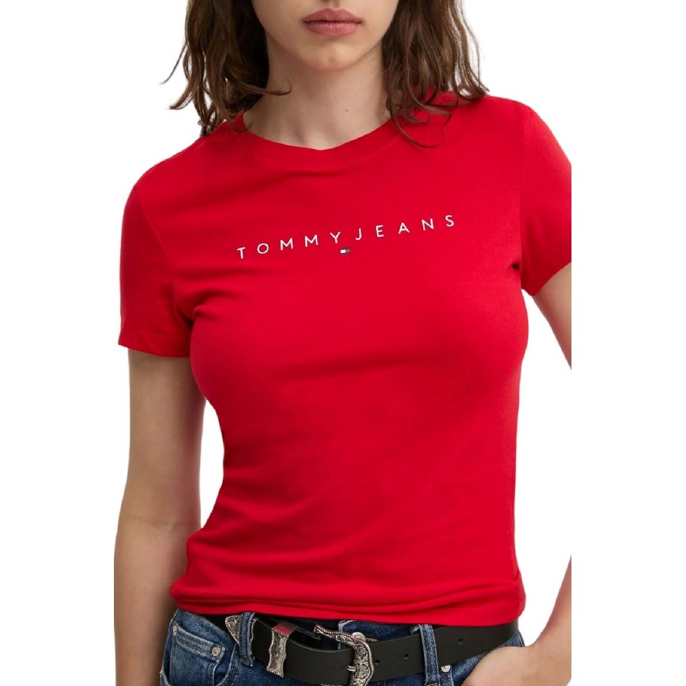 TOMMY JEANS SLIM LINEAR TEE EXT T-SHIRT ΜΠΛΟΥΖΑ ΓΥΝΑΙΚΕΙΑ RED