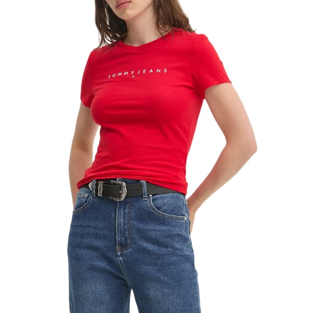 TOMMY JEANS SLIM LINEAR TEE EXT T-SHIRT ΜΠΛΟΥΖΑ ΓΥΝΑΙΚΕΙΑ RED