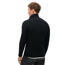 SUPERDRY D3 MRCH MERINO LONG SLEEVE POLO JUMPER ΜΠΛΟΥΖΑ ΠΛΕΚΤΗ ΑΝΔΡΙΚΗ BLACK