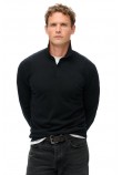 SUPERDRY D3 MRCH MERINO LONG SLEEVE POLO JUMPER ΜΠΛΟΥΖΑ ΠΛΕΚΤΗ ΑΝΔΡΙΚΗ BLACK