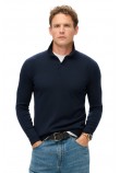 SUPERDRY D3 MRCH MERINO LONG SLEEVE POLO JUMPER ΜΠΛΟΥΖΑ ΠΛΕΚΤΗ ΑΝΔΡΙΚΗ NAVY