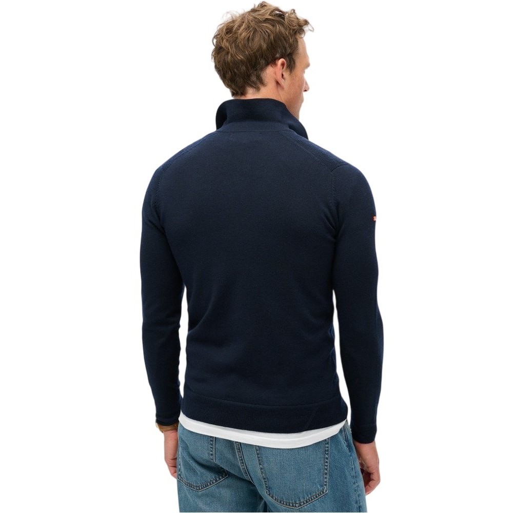 SUPERDRY D3 MRCH MERINO LONG SLEEVE POLO JUMPER ΜΠΛΟΥΖΑ ΠΛΕΚΤΗ ΑΝΔΡΙΚΗ NAVY