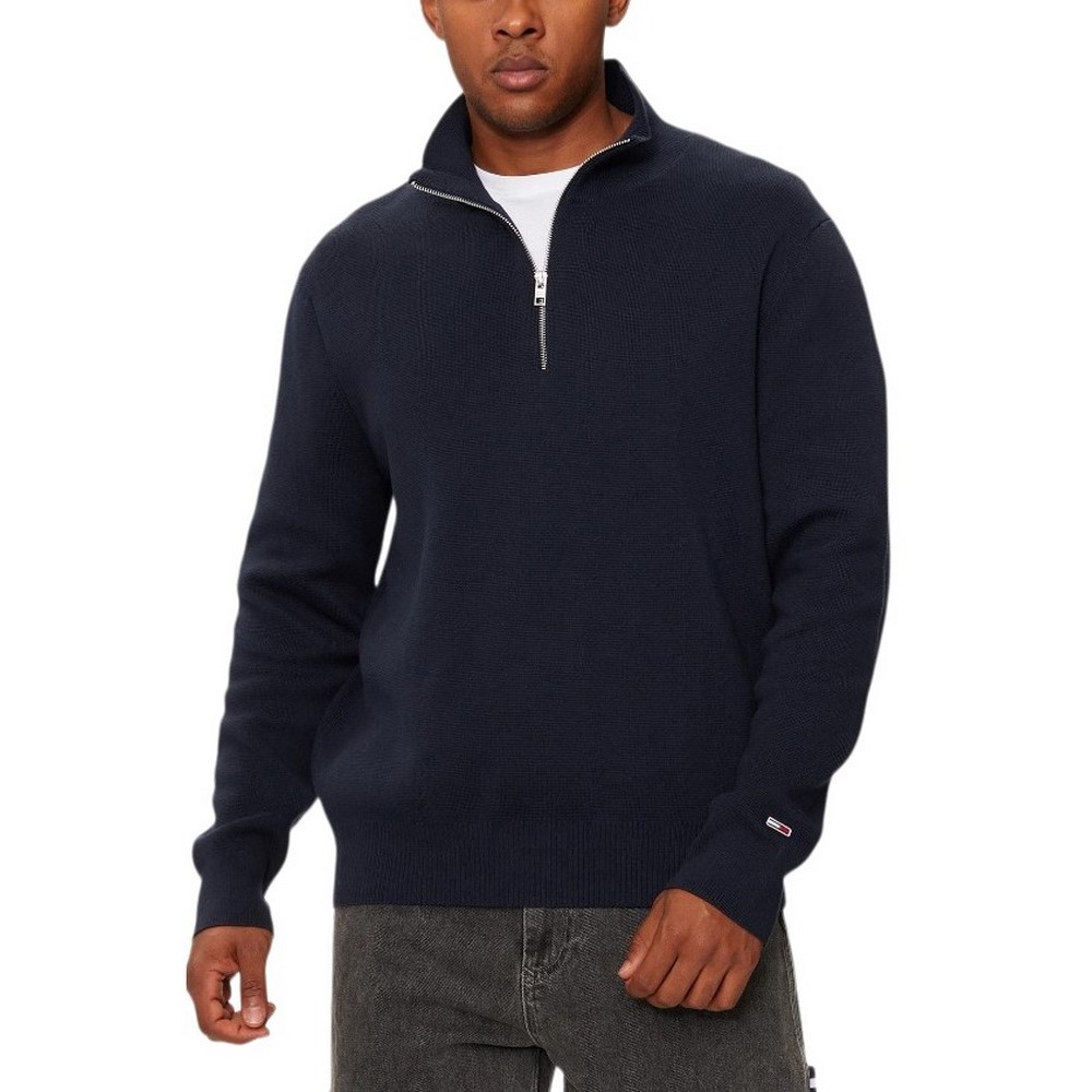 TOMMY JEANS REG HALF ZIP SWEATER ΜΠΛΟΥΖΑ ΠΛΕΚΤΗ ΑΝΔΡΙΚΗ NAVY