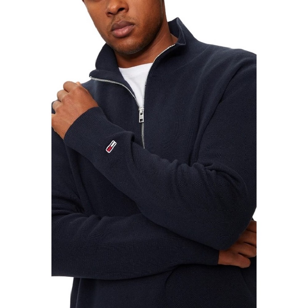 TOMMY JEANS REG HALF ZIP SWEATER ΜΠΛΟΥΖΑ ΠΛΕΚΤΗ ΑΝΔΡΙΚΗ NAVY