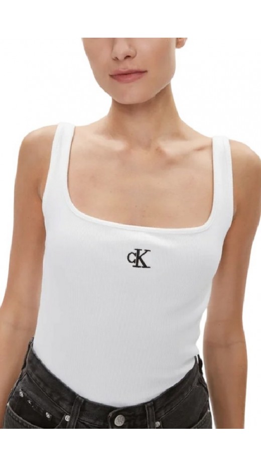 CALVIN KLEIN JEANS RIB TANK TOP ΤΟΠ ΓΥΝΑΙΚΕΙΟ BRIGHT WHITE