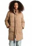 GUESS JEANS MID LENGHT PUFFER JACKET ΜΠΟΥΦΑΝ ΓΥΝΑΙΚΕΙΟ BEIGE