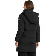 GUESS JEANS MID LENGHT PUFFER JACKET ΜΠΟΥΦΑΝ ΓΥΝΑΙΚΕΙΟ BLACK