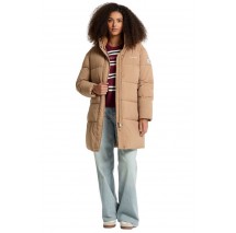 GUESS JEANS MID LENGHT PUFFER JACKET ΜΠΟΥΦΑΝ ΓΥΝΑΙΚΕΙΟ BEIGE