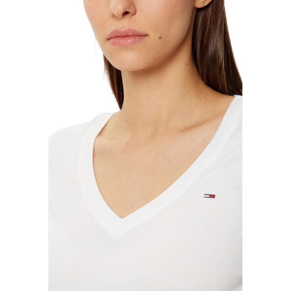 TOMMY JEANS V-NECK TEE T-SHIRT ΜΠΛΟΥΖΑ ΓΥΝΑΙΚΕΙΑ WHITE