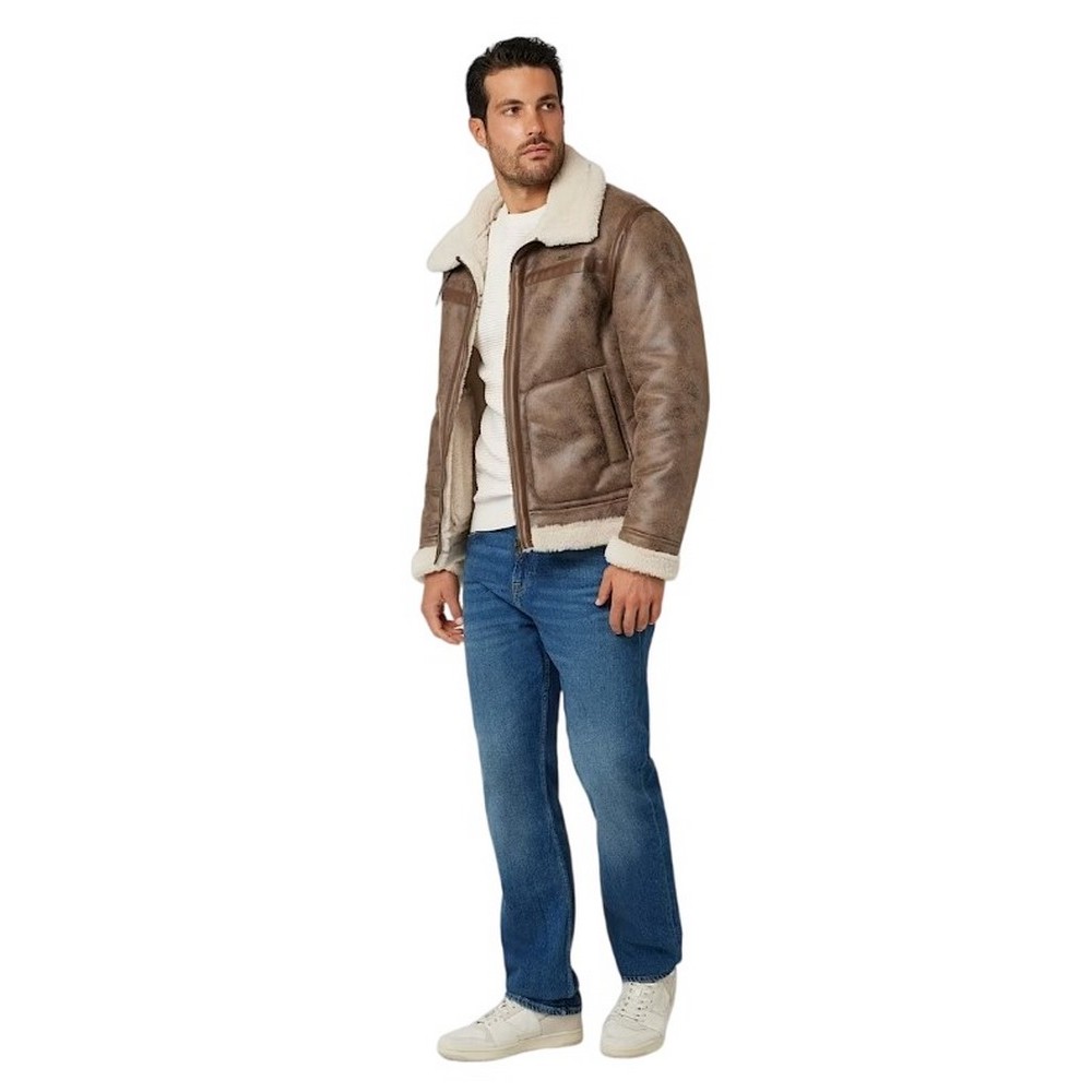 GUESS AVIATOR SHEARLING ΜΠΟΥΦΑΝ ΑΝΔΡΙΚΟ BROWN