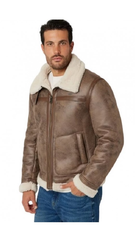 GUESS AVIATOR SHEARLING ΜΠΟΥΦΑΝ ΑΝΔΡΙΚΟ BROWN