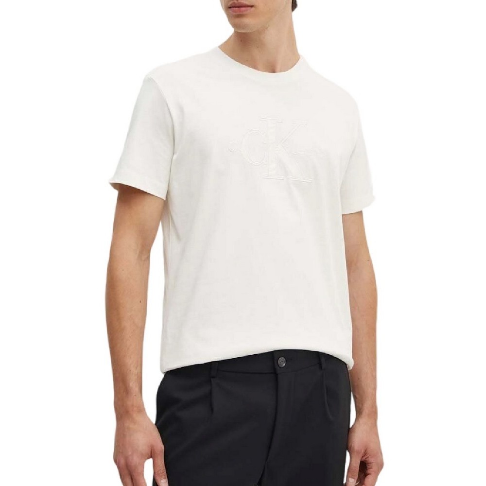 CALVIN KLEIN JEANS MONOLOGO APPLIQUE T-SHIRT ΜΠΛΟΥΖΑ ΑΝΔΡΙΚΗ IVORY