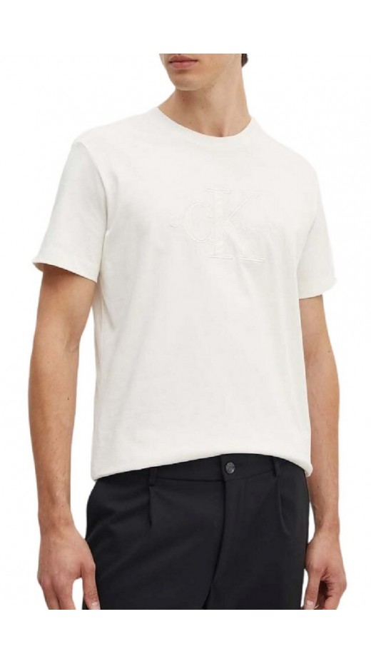 CALVIN KLEIN JEANS MONOLOGO APPLIQUE T-SHIRT ΜΠΛΟΥΖΑ ΑΝΔΡΙΚΗ IVORY