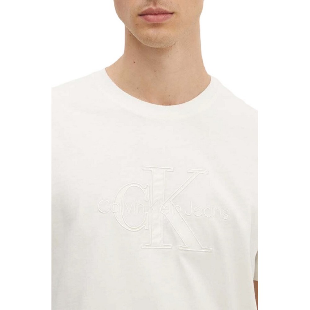 CALVIN KLEIN JEANS MONOLOGO APPLIQUE T-SHIRT ΜΠΛΟΥΖΑ ΑΝΔΡΙΚΗ IVORY