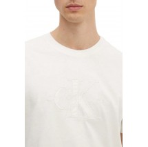 CALVIN KLEIN JEANS MONOLOGO APPLIQUE T-SHIRT ΜΠΛΟΥΖΑ ΑΝΔΡΙΚΗ IVORY