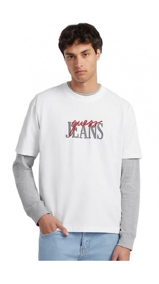 GUESS JEANS EMB TEE M4YI47K8FQ4 T-SHIRT ΜΠΛΟΥΖΑ ΑΝΔΡΙΚΗ WHITE