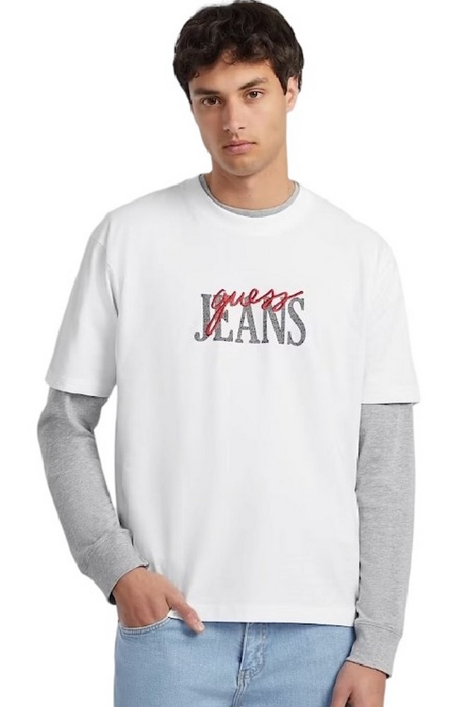 GUESS JEANS EMB TEE M4YI47K8FQ4 T-SHIRT ΜΠΛΟΥΖΑ ΑΝΔΡΙΚΗ WHITE