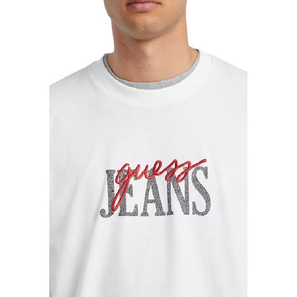 GUESS JEANS EMB TEE M4YI47K8FQ4 T-SHIRT ΜΠΛΟΥΖΑ ΑΝΔΡΙΚΗ WHITE