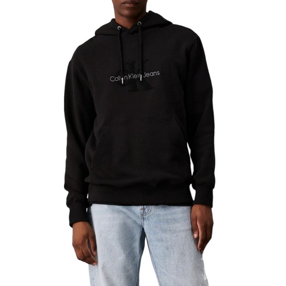 CALVIN KLEIN JEANS CHENILLE MONOLOGO HOODIE ΜΠΛΟΥΖΑ ΦΟΥΤΕΡ ΑΝΔΡΙΚΗ BLACK