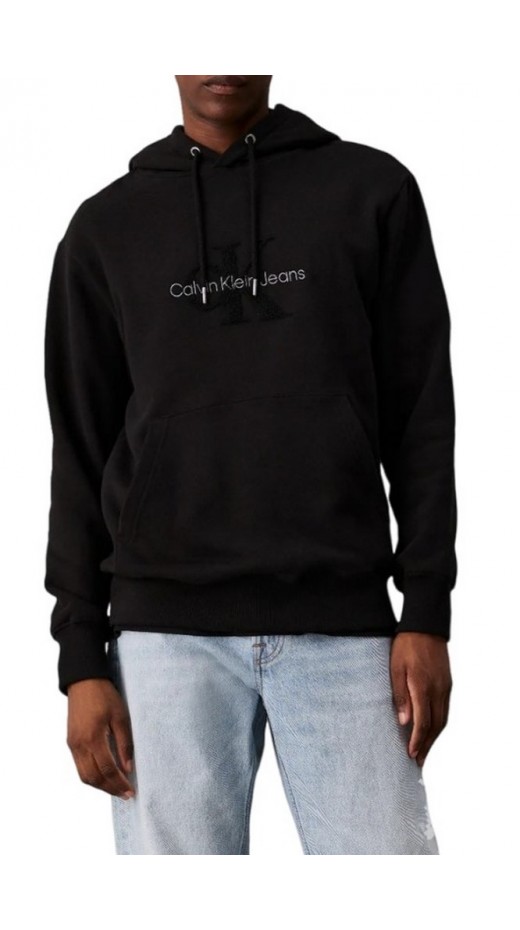 CALVIN KLEIN JEANS CHENILLE MONOLOGO HOODIE ΜΠΛΟΥΖΑ ΦΟΥΤΕΡ ΑΝΔΡΙΚΗ BLACK