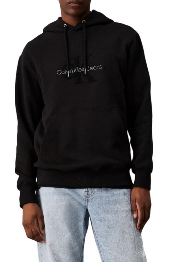 CALVIN KLEIN JEANS CHENILLE MONOLOGO HOODIE ΜΠΛΟΥΖΑ ΦΟΥΤΕΡ ΑΝΔΡΙΚΗ BLACK