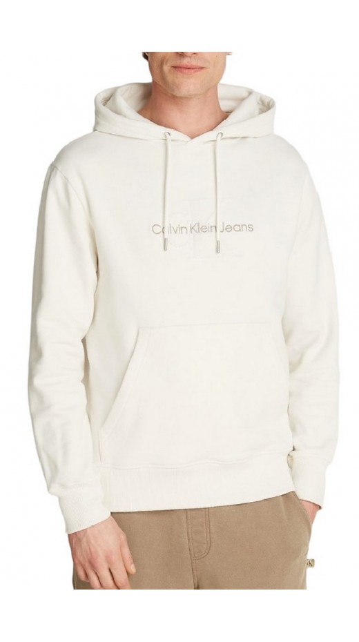 CALVIN KLEIN JEANS CHENILLE MONOLOGO HOODIE ΜΠΛΟΥΖΑ ΦΟΥΤΕΡ ΑΝΔΡΙΚΗ IVORY