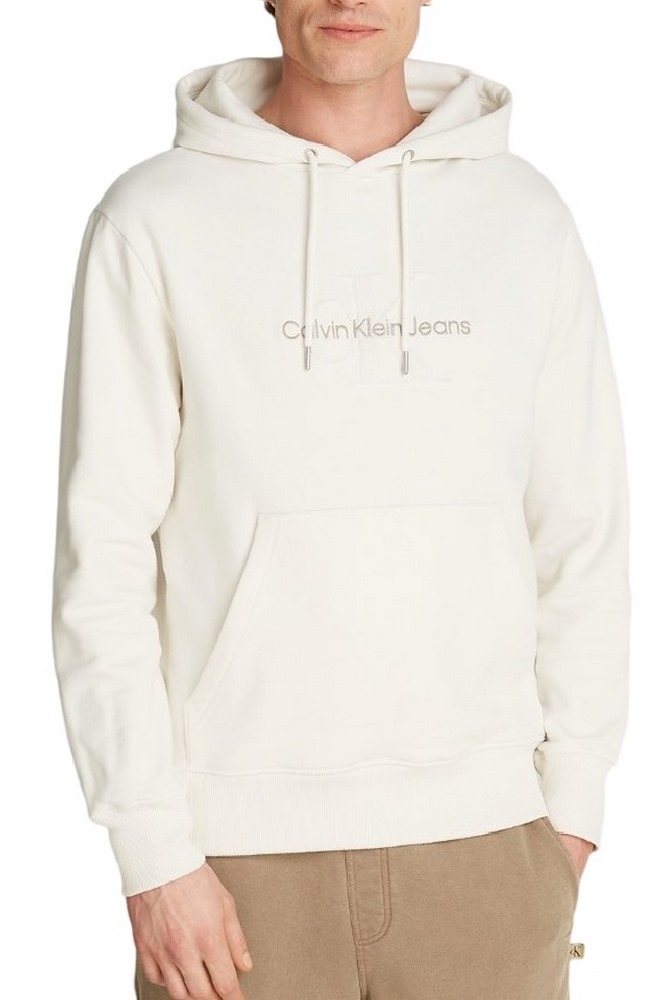 CALVIN KLEIN JEANS CHENILLE MONOLOGO HOODIE ΜΠΛΟΥΖΑ ΦΟΥΤΕΡ ΑΝΔΡΙΚΗ IVORY