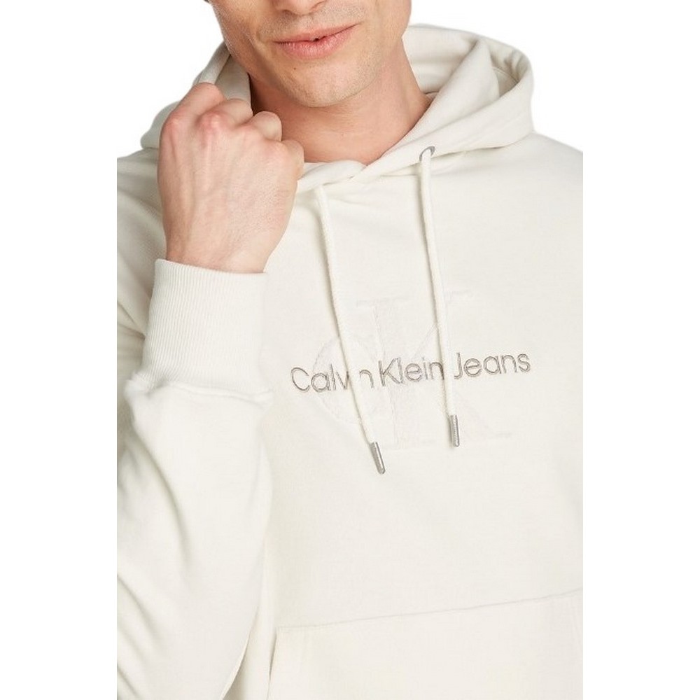 CALVIN KLEIN JEANS CHENILLE MONOLOGO HOODIE ΜΠΛΟΥΖΑ ΦΟΥΤΕΡ ΑΝΔΡΙΚΗ IVORY