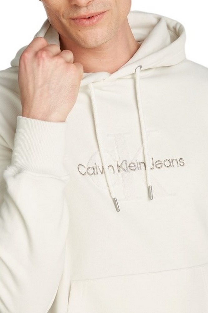 CALVIN KLEIN JEANS CHENILLE MONOLOGO HOODIE ΜΠΛΟΥΖΑ ΦΟΥΤΕΡ ΑΝΔΡΙΚΗ IVORY