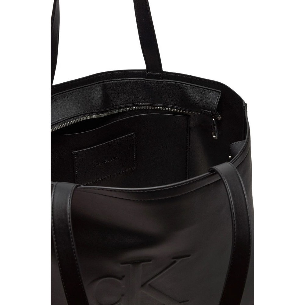 CALVIN KLEIN JEANS SCULPTED SLIM TOTE34 DEBOSS ΤΣΑΝΤΑ ΓΥΝΑΙΚΕΙΑ BLACK