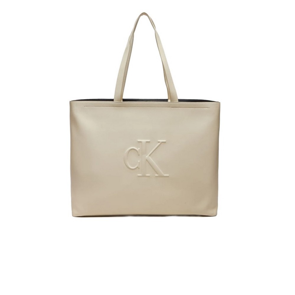 CALVIN KLEIN JEANS SCULPTED SLIM TOTE34 DEBOSS ΤΣΑΝΤΑ ΓΥΝΑΙΚΕΙΑ ECRU