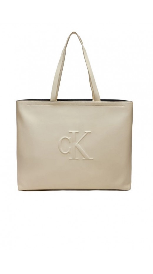 CALVIN KLEIN JEANS SCULPTED SLIM TOTE34 DEBOSS ΤΣΑΝΤΑ ΓΥΝΑΙΚΕΙΑ ECRU