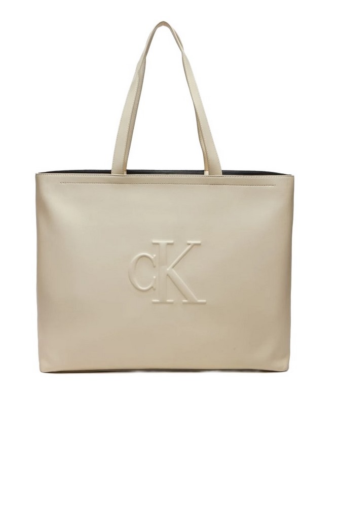 CALVIN KLEIN JEANS SCULPTED SLIM TOTE34 DEBOSS ΤΣΑΝΤΑ ΓΥΝΑΙΚΕΙΑ ECRU