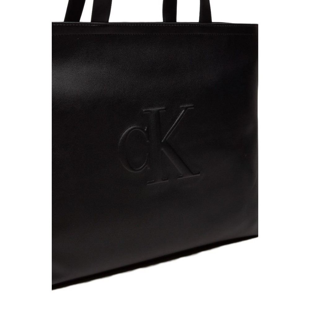 CALVIN KLEIN JEANS SCULPTED SLIM TOTE34 DEBOSS ΤΣΑΝΤΑ ΓΥΝΑΙΚΕΙΑ BLACK