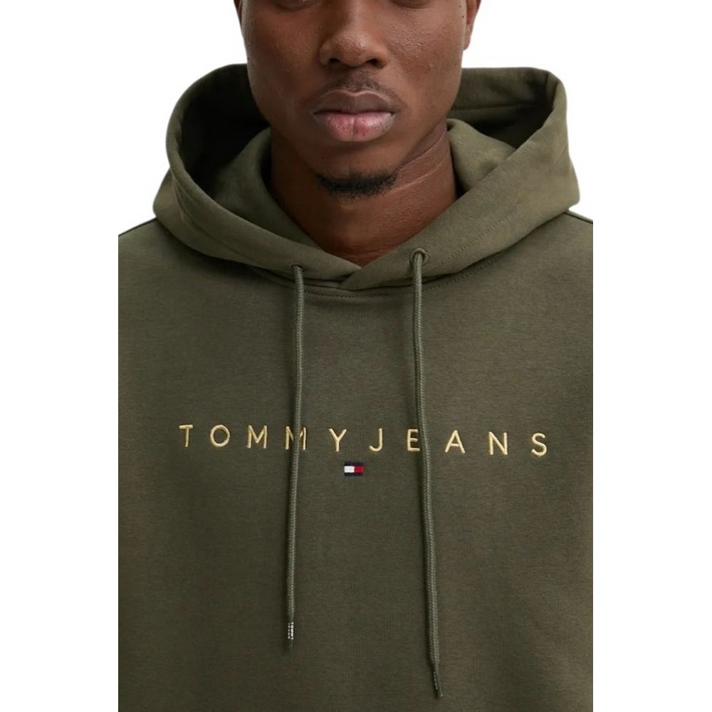 TOMMY JEANS  REG LINEAR GOLD HOOD EXT ΦΟΥΤΕΡ ΑΝΔΡΙΚΟ GREEN