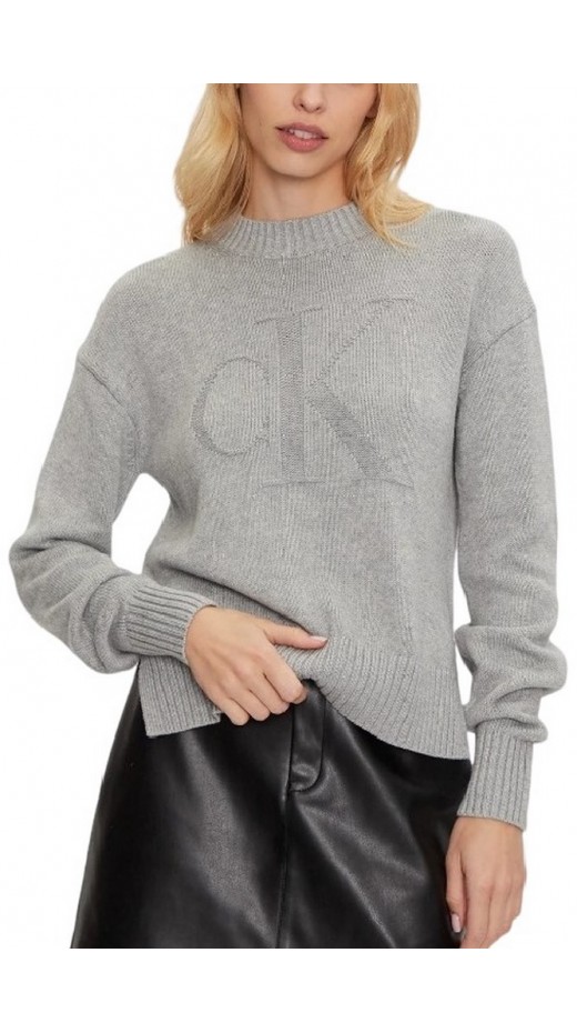 CALVIN KLEIN JEANS INTARSIA LOOSE SWEATER ΜΠΛΟΥΖΑ ΓΥΝΑΙΚΕΙΑ GREY