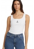 GUESS JEANS GJ TANK TOP SLIM RIB EMB ΤΟΠ ΓΥΝΑΙΚΕΙΟ WHITE