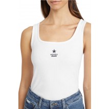 GUESS JEANS GJ TANK TOP SLIM RIB EMB ΤΟΠ ΓΥΝΑΙΚΕΙΟ WHITE