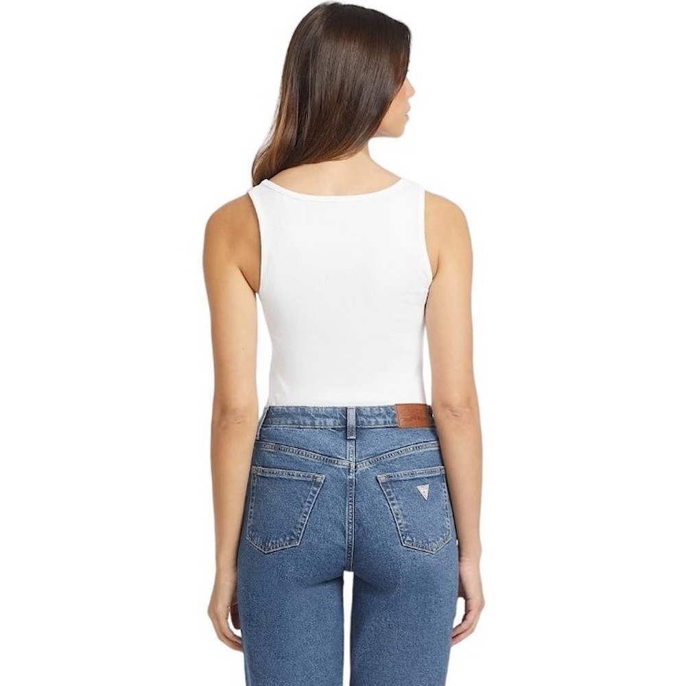 GUESS JEANS GJ TANK TOP SLIM RIB EMB ΤΟΠ ΓΥΝΑΙΚΕΙΟ WHITE