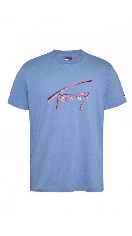 TOMMY JEANS REG RWB SIGNATURE TEE T-SHIRT ΜΠΛΟΥΖΑ ΑΝΔΡΙΚΗ CIEL