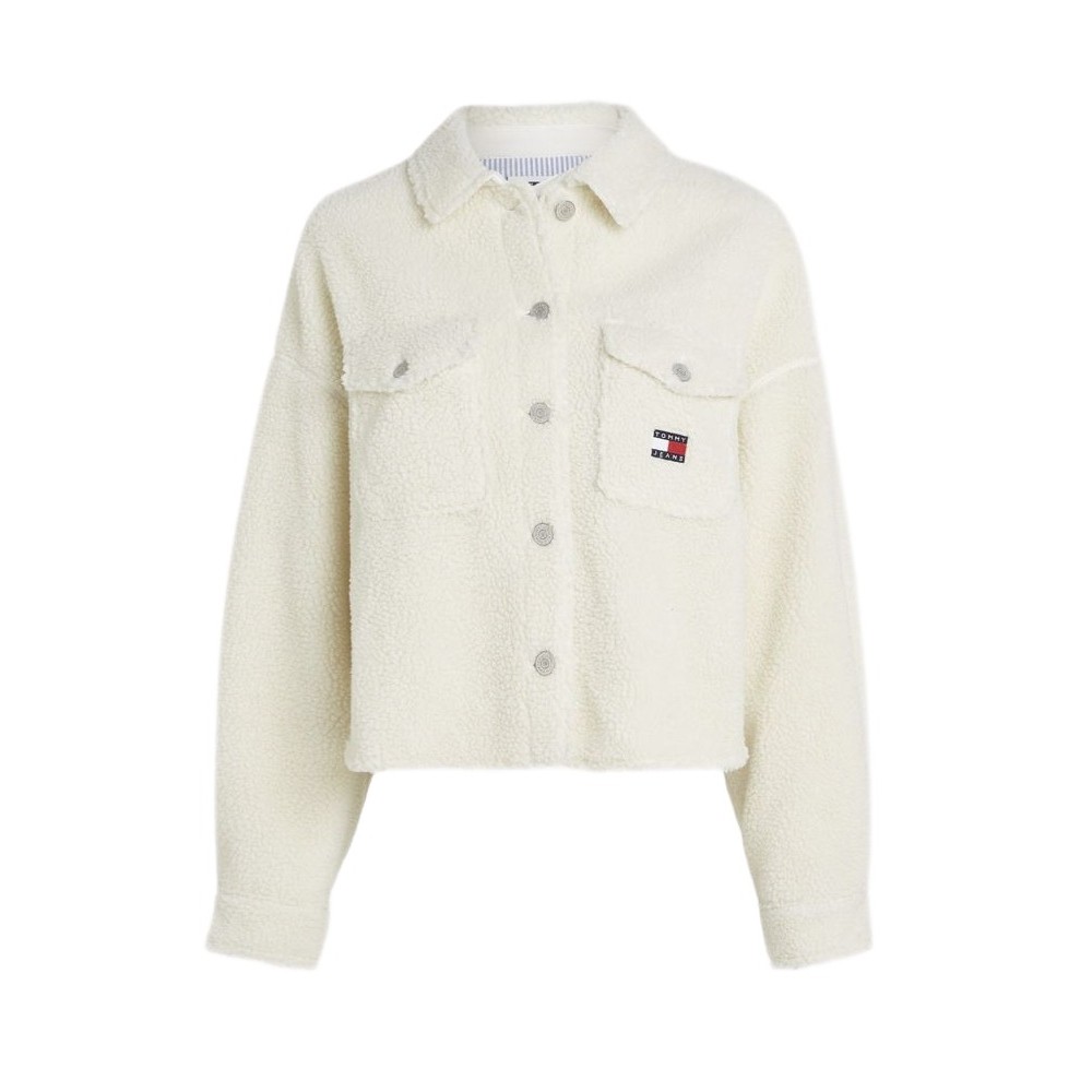 TOMMY JEANS TEDDY BADGE OVERSHIRT ΠΟΥΚΑΜΙΣΟ ΓΥΝΑΙΚΕΙΟ OFF WHITE