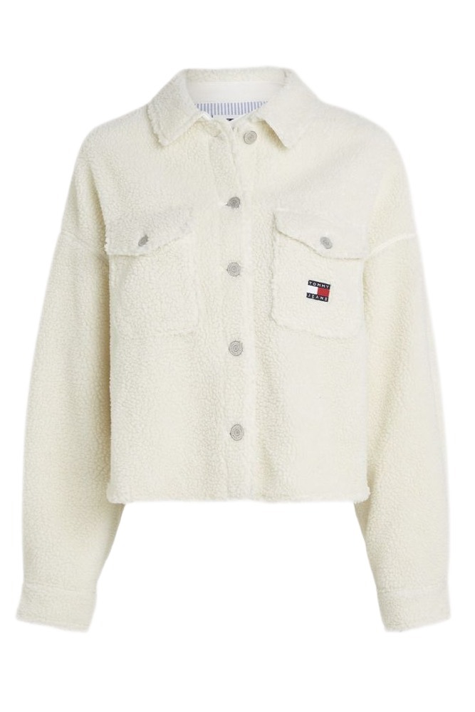 TOMMY JEANS TEDDY BADGE OVERSHIRT ΠΟΥΚΑΜΙΣΟ ΓΥΝΑΙΚΕΙΟ OFF WHITE