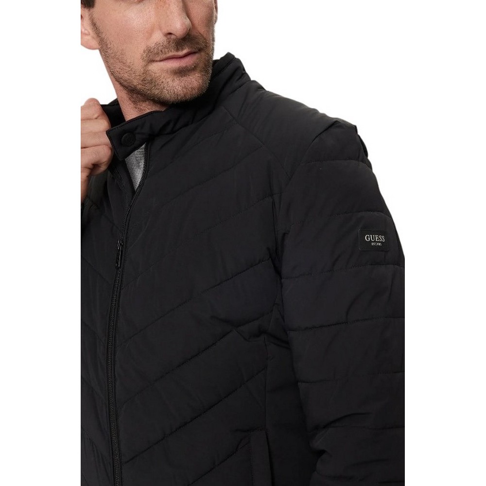 GUESS STRETCH NYLON PADDED JACKET ΜΠΟΥΦΑΝ ΑΝΔΡΙΚΟ BLACK