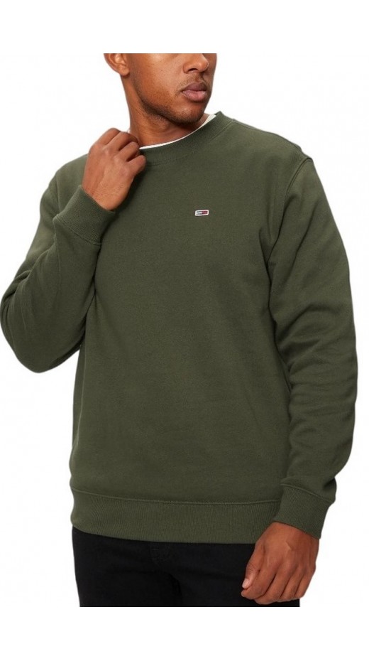 TOMMY JEANS REG S FLAG CREW ΜΠΛΟΥΖΑ ΦΟΥΤΕΡ ΑΝΔΡΙΚΗ GREEN