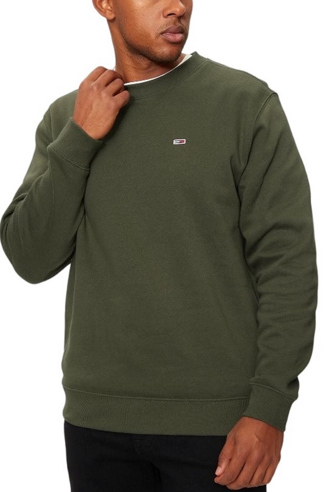 TOMMY JEANS REG S FLAG CREW ΜΠΛΟΥΖΑ ΦΟΥΤΕΡ ΑΝΔΡΙΚΗ GREEN