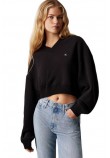 CALVIN KLEIN JEANS WOVEN LABEL V-NECK SWEATSHIRT ΜΠΛΟΥΖΑ ΓΥΝΑΙΚΕΙΑ BLACK