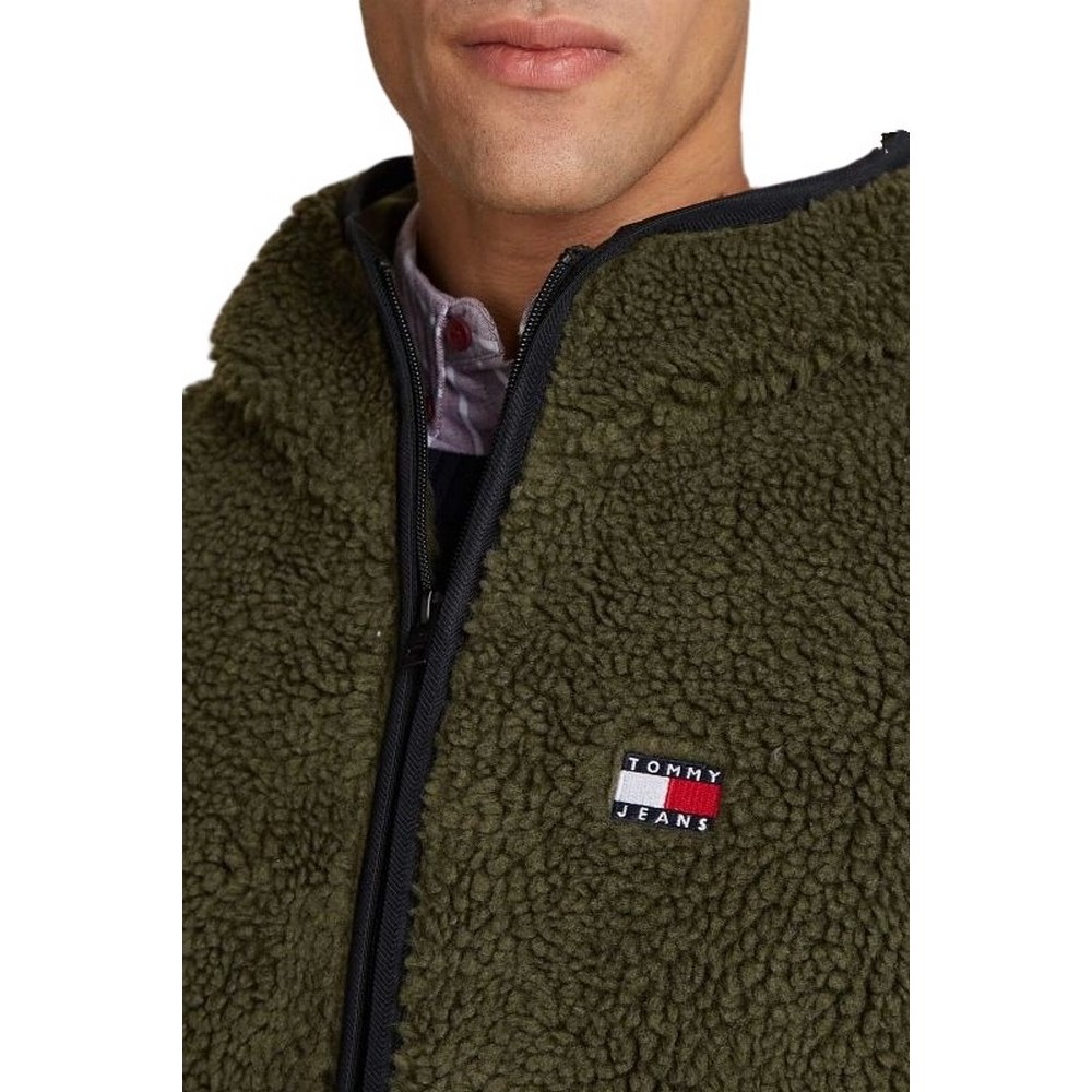 TOMMY HILFIGER REG BADGE TEDDY ZIP ΜΠΟΥΦΑΝ ΑΝΔΡΙΚΟ GREEN