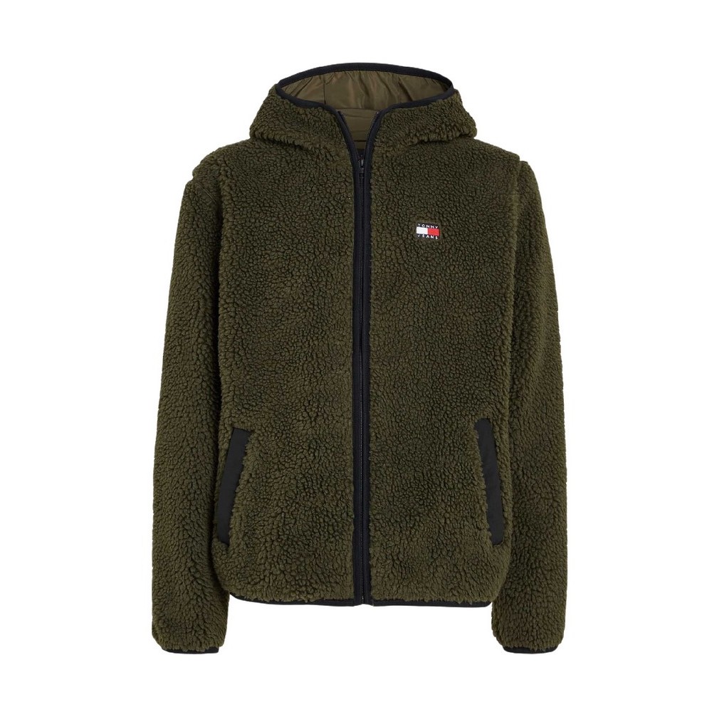 TOMMY JEANS REG BADGE TEDDY ZIP ΜΠΟΥΦΑΝ ΑΝΔΡΙΚΟ GREEN