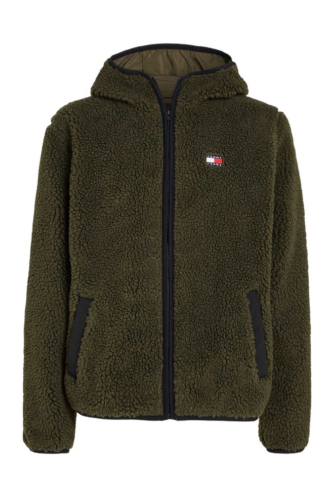 TOMMY JEANS REG BADGE TEDDY ZIP ΜΠΟΥΦΑΝ ΑΝΔΡΙΚΟ GREEN